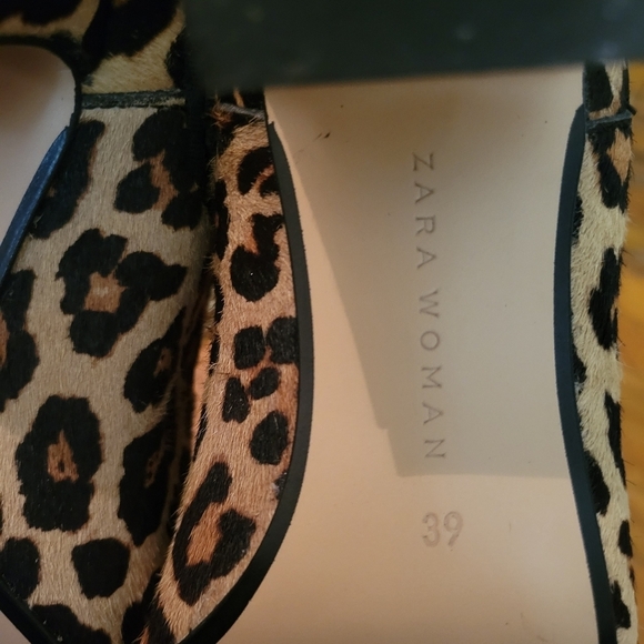 Zara Calf hair Leopard Cheetah print ankle pull on Bootie Boho Western Cowboy - Picture 6 of 10